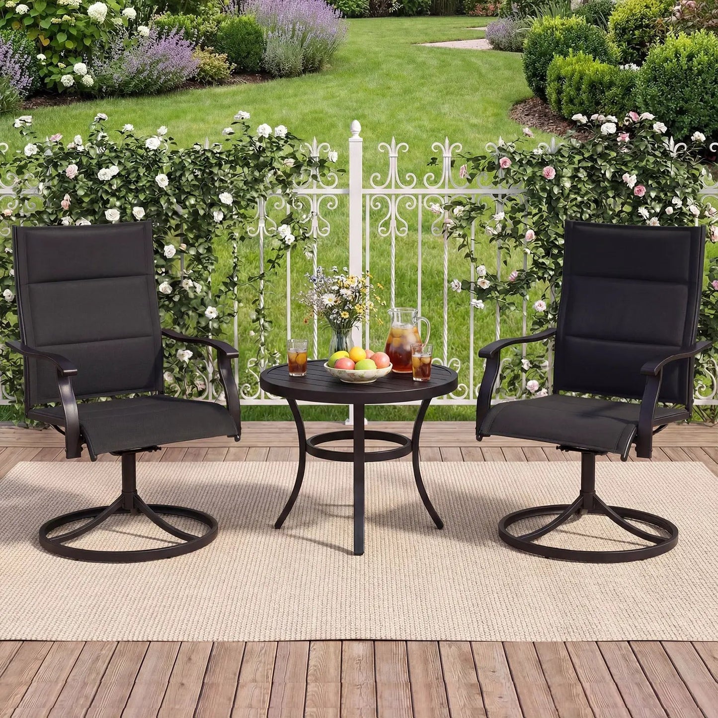 Padded Patio Swivel Chairs Set of Two Ergonomic