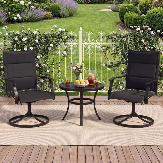 Padded Patio Swivel Chairs Set of Two Ergonomic