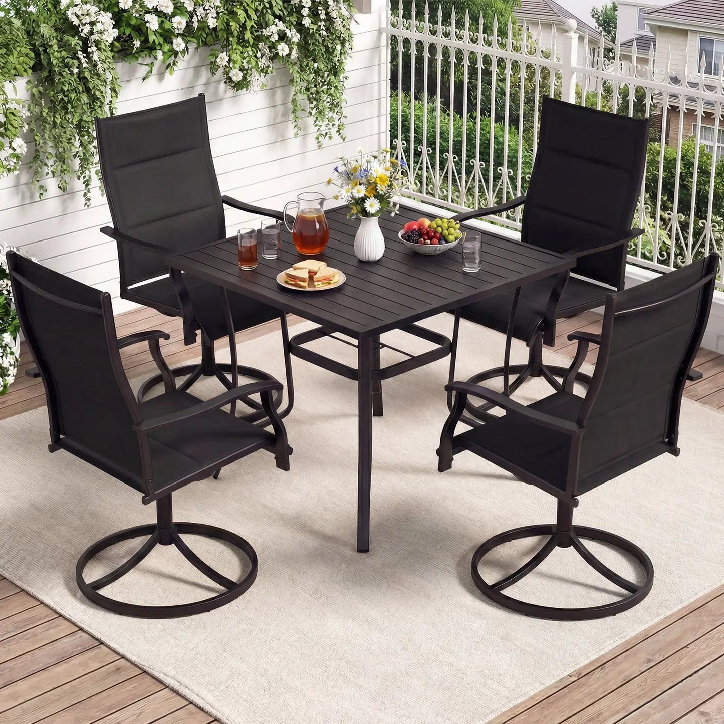 Padded Patio Swivel Chairs Set of Two Ergonomic