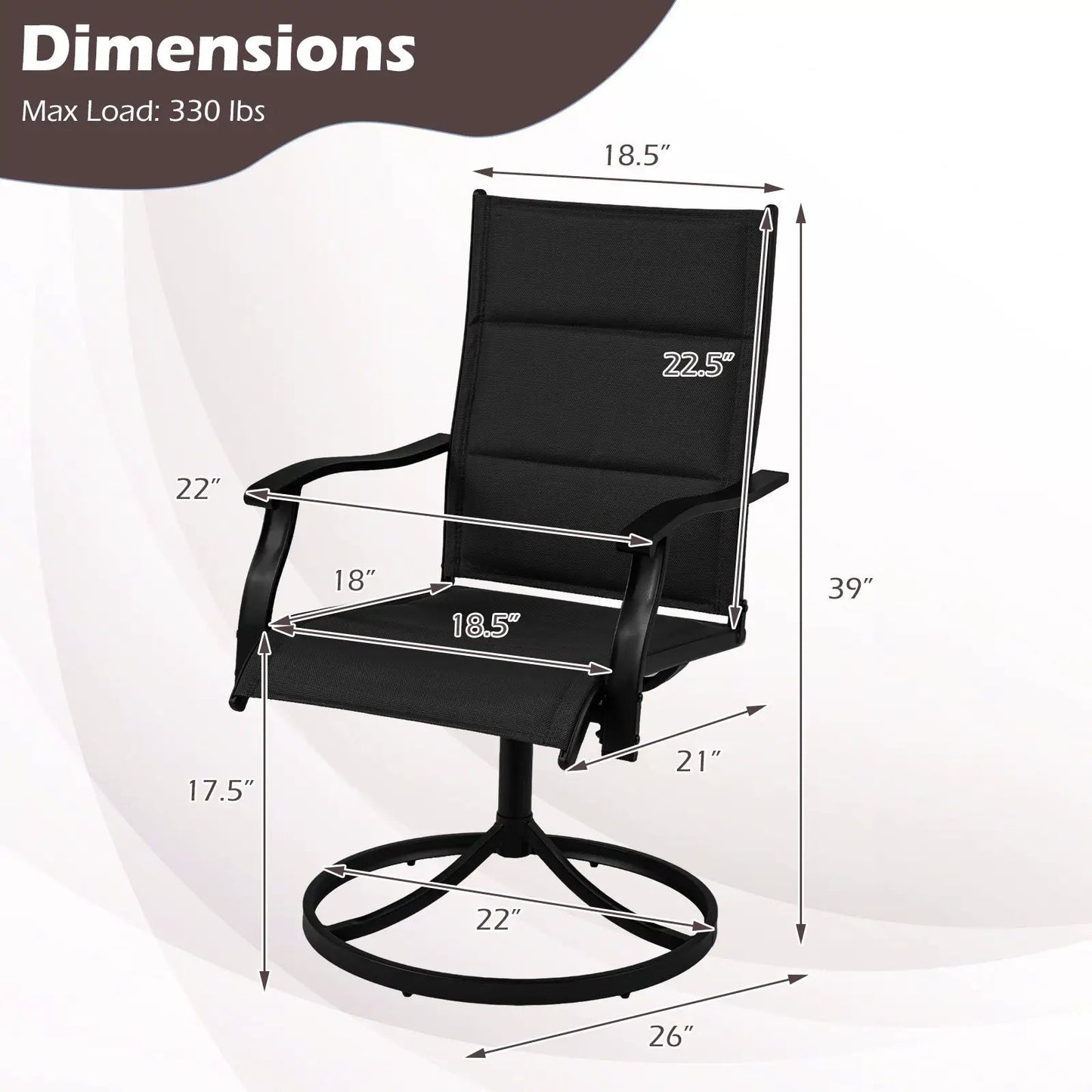Padded Patio Swivel Chairs Set of Two Ergonomic