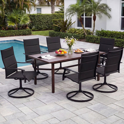 Padded Patio Swivel Chairs Set of Two Ergonomic