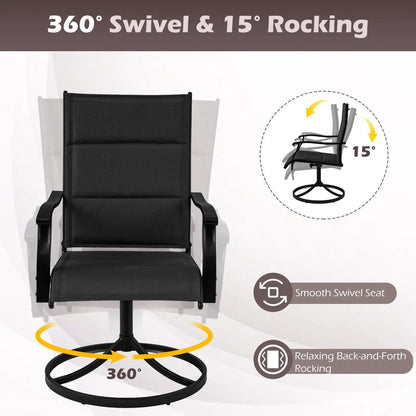 Padded Patio Swivel Chairs Set of Two Ergonomic