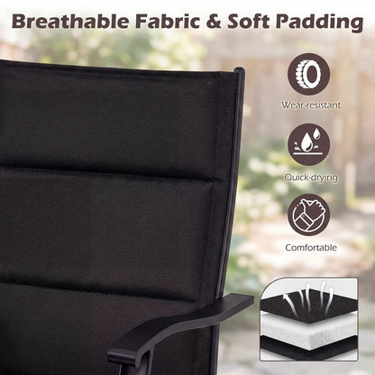 Padded Patio Swivel Chairs Set of Two Ergonomic