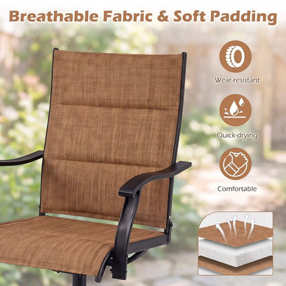 Swivel Patio Chairs Set of 2 With Padded Seats