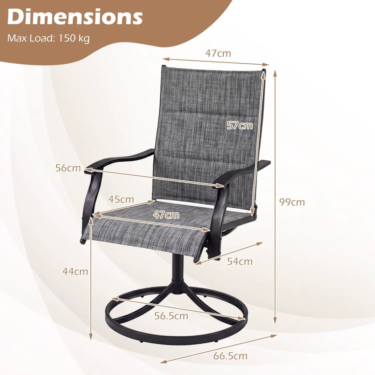 Swivel Patio Chairs Set of 2 With Padded Seats