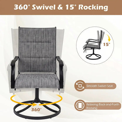 Swivel Patio Chairs Set of 2 With Padded Seats