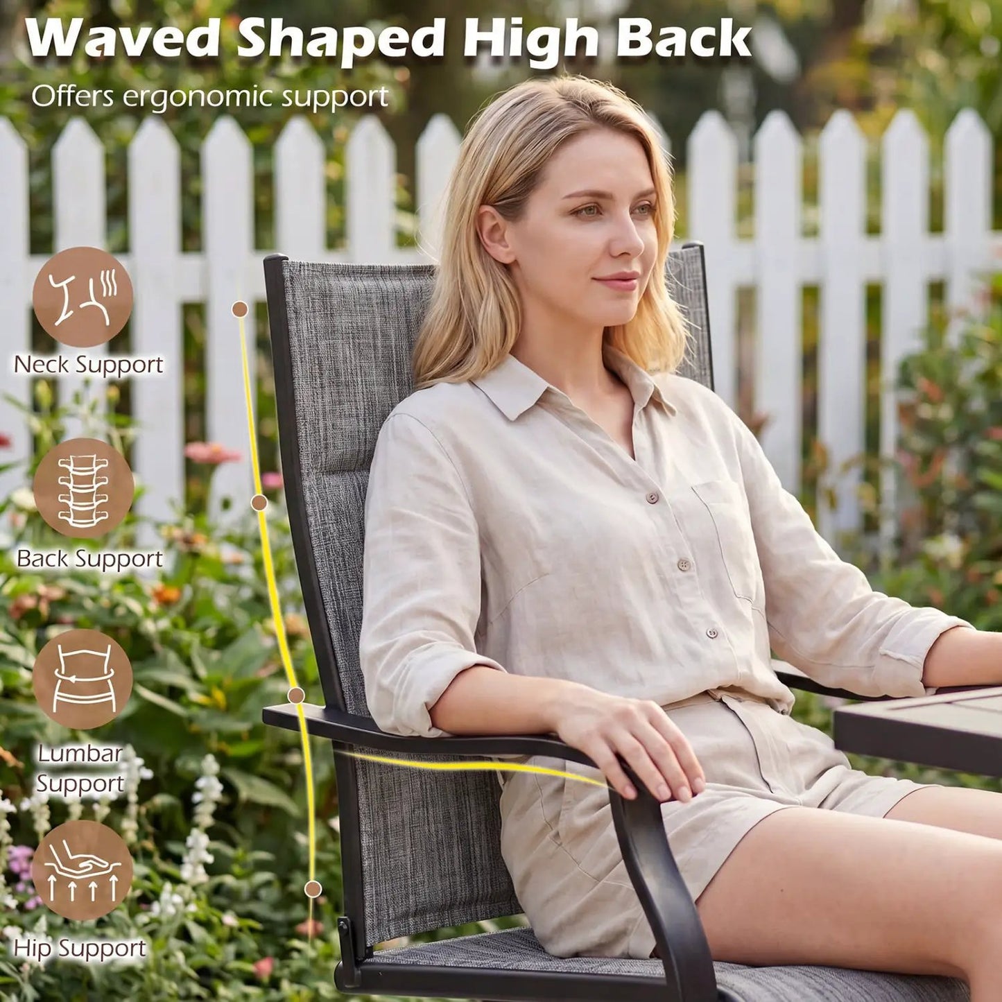 Swivel Patio Chairs Set of 2 With Padded Seats
