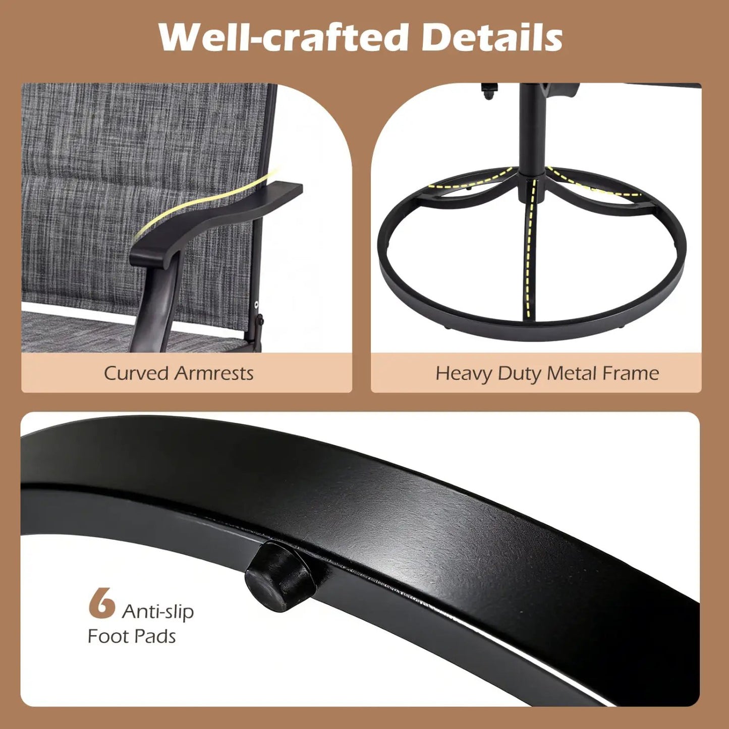 Swivel Patio Chairs Set of 2 With Padded Seats