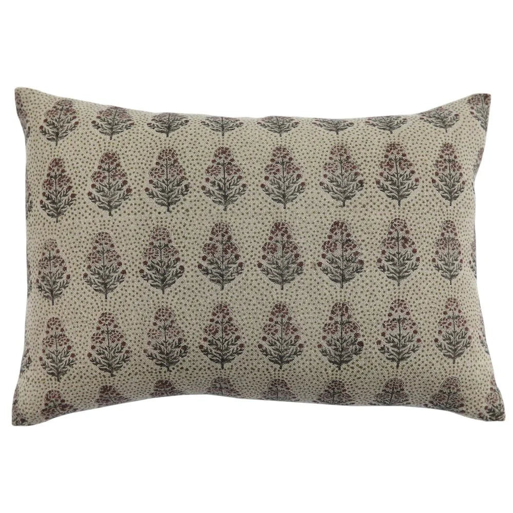 Padma Linen Floral Throw Pillow Cover, Ruby - Tampa Home & Garden Store