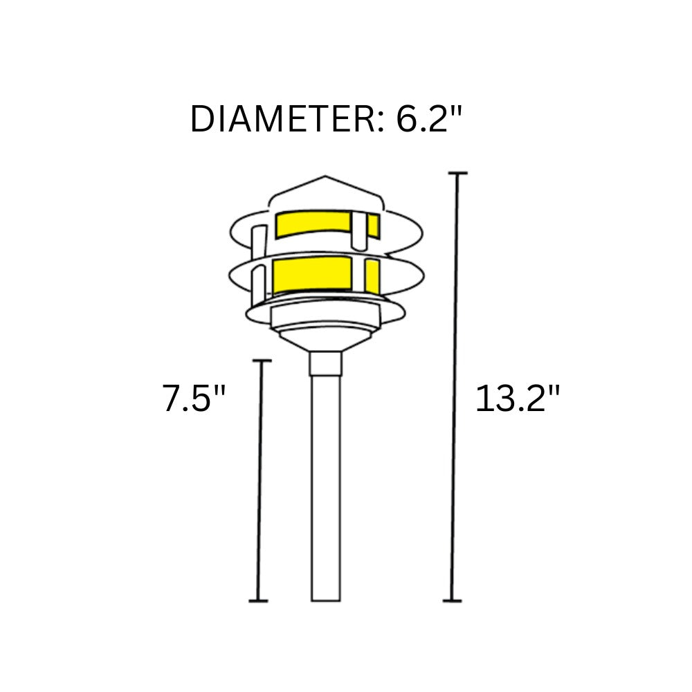 Iluminación de paisaje de aluminio de bajo voltaje CDPA72, 12 V CA/CC, 3 niveles, estilo pagoda