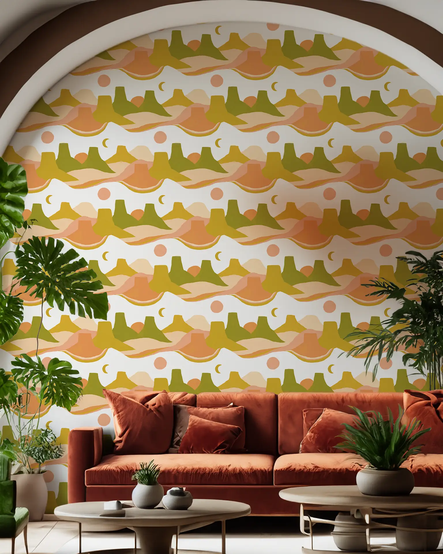 Painted Mesa Wallpaper, olive green and mustard - Tampa Home & Garden Store