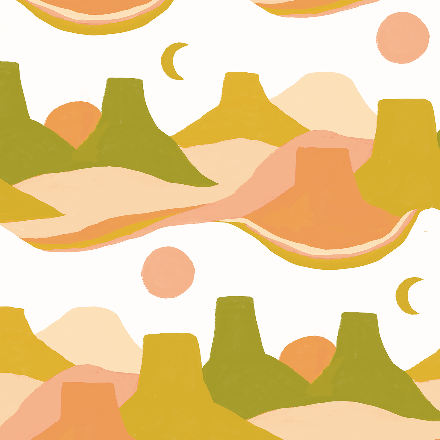 Painted Mesa Wallpaper, olive green and mustard - Tampa Home & Garden Store