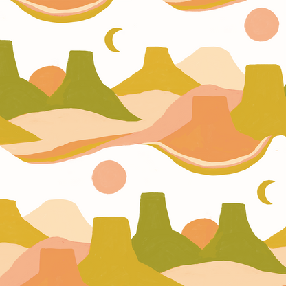 Painted Mesa Wallpaper, olive green and mustard - Tampa Home & Garden Store