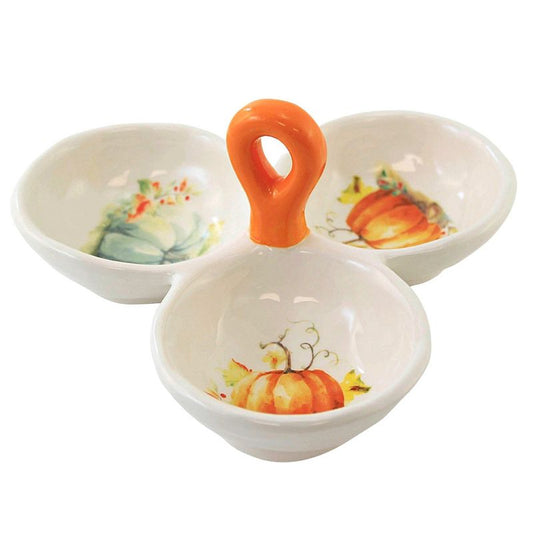 Painted Pumpkin Tidbit Tray - Tampa Home & Garden Store