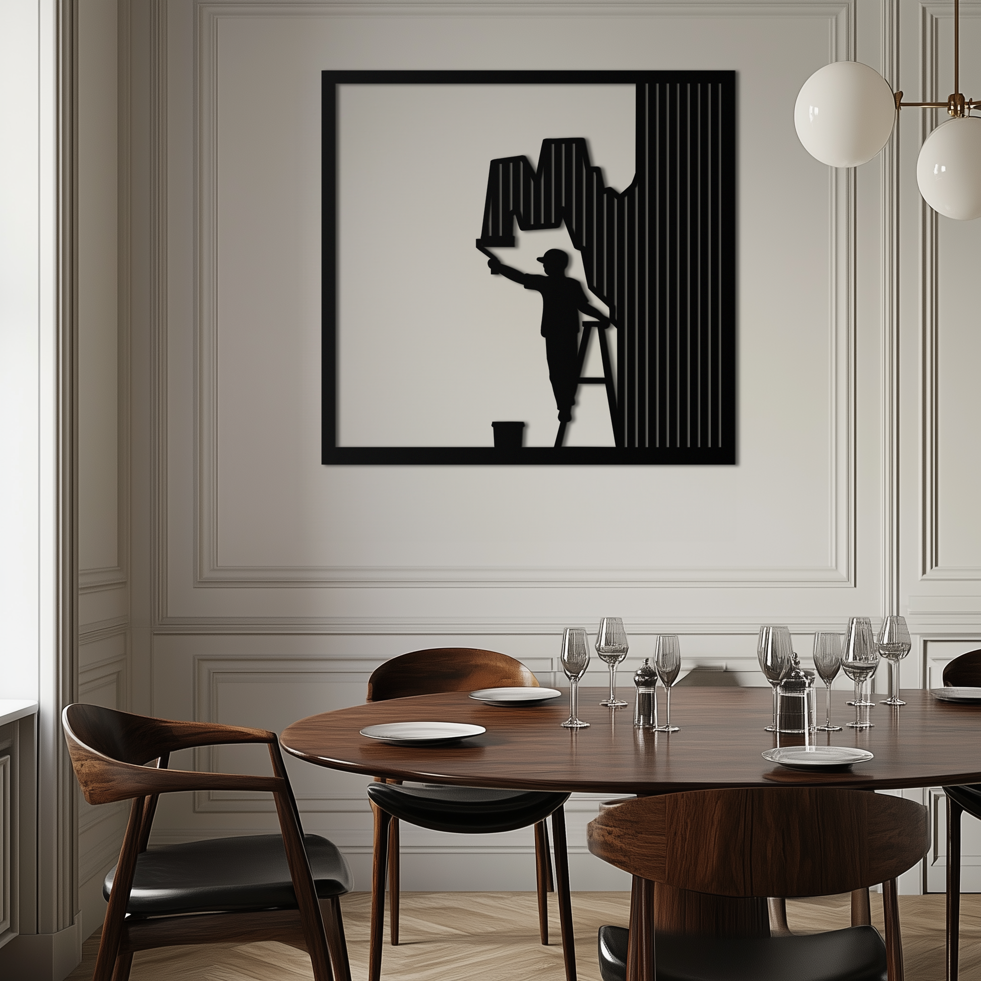 Painter Silhouette Metal Wall Art – Black Steel Artistic Home Decor- KAF489 - Tampa Home & Garden Store