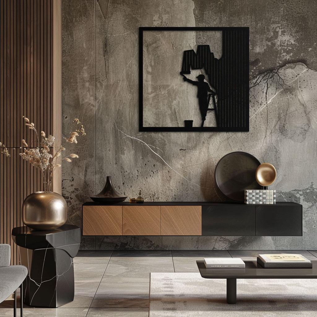Painter Silhouette Metal Wall Art – Black Steel Artistic Home Decor- KAF489 - Tampa Home & Garden Store
