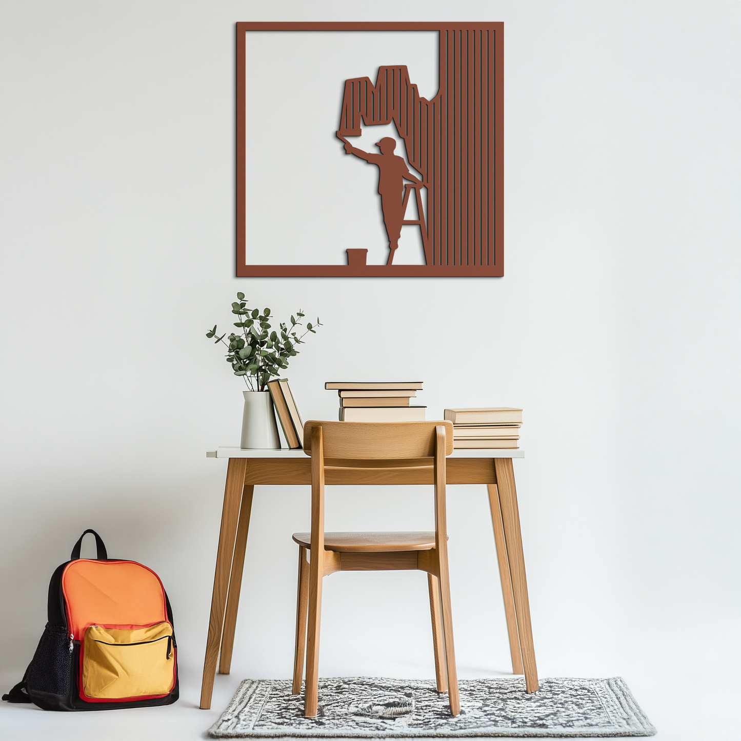 Painter Silhouette Metal Wall Art – Black Steel Artistic Home Decor- KAF489 - Tampa Home & Garden Store