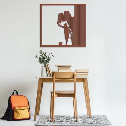 Painter Silhouette Metal Wall Art – Black Steel Artistic Home Decor- KAF489 - Tampa Home & Garden Store