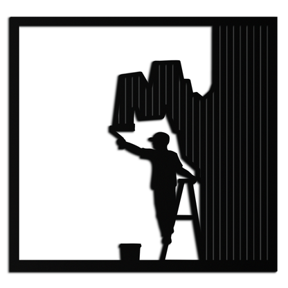 Painter Silhouette Metal Wall Art – Black Steel Artistic Home Decor- KAF489 - Tampa Home & Garden Store