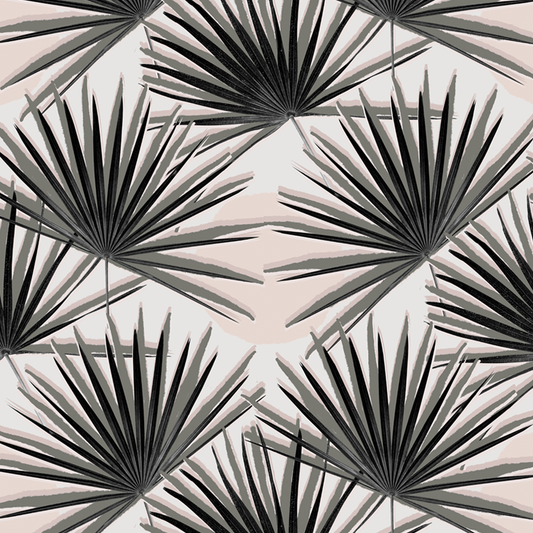 Palm Deco Wallpaper, black and blush - Tampa Home & Garden Store