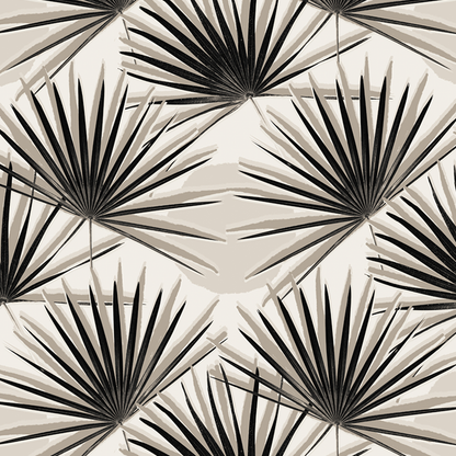 Palm Deco Wallpaper, black and neutral - Tampa Home & Garden Store