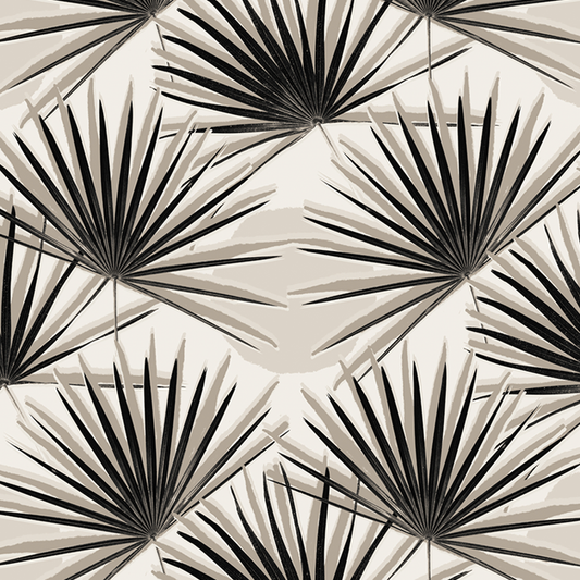 Palm Deco Wallpaper, black and neutral - Tampa Home & Garden Store