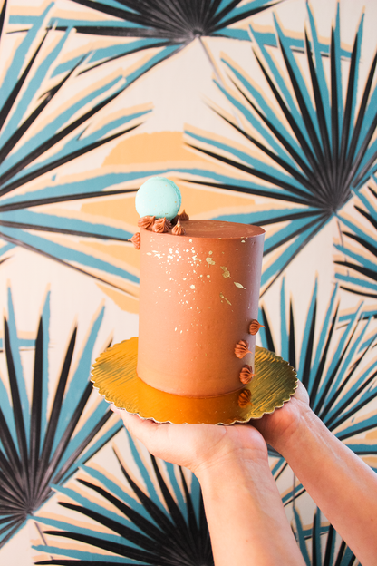 Palm Deco Wallpaper, blue & orange - Tampa Home & Garden Store