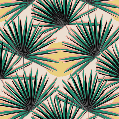Palm Deco Wallpaper, green and yellow - Tampa Home & Garden Store