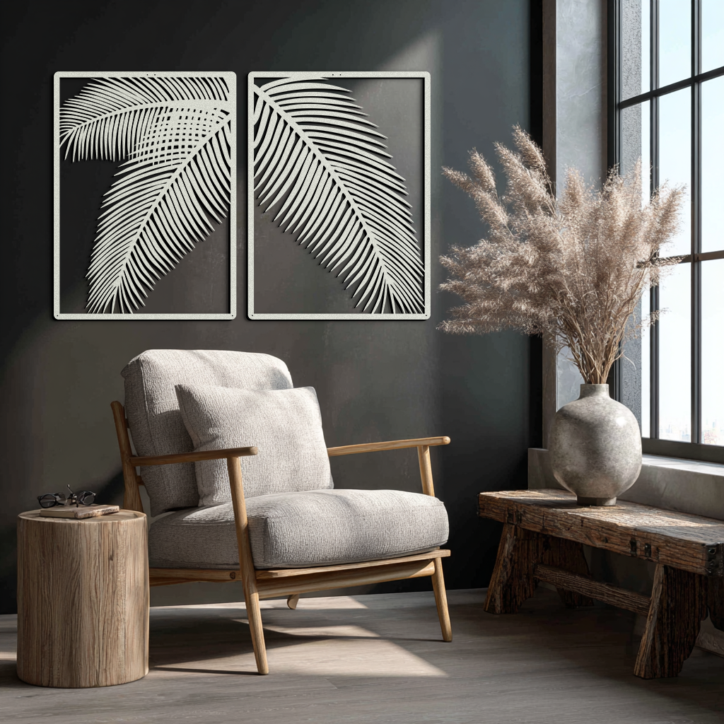 Palm Leaf Metal Wall Art – Tropical Minimalist Decor - KAF212 - Tampa Home & Garden Store