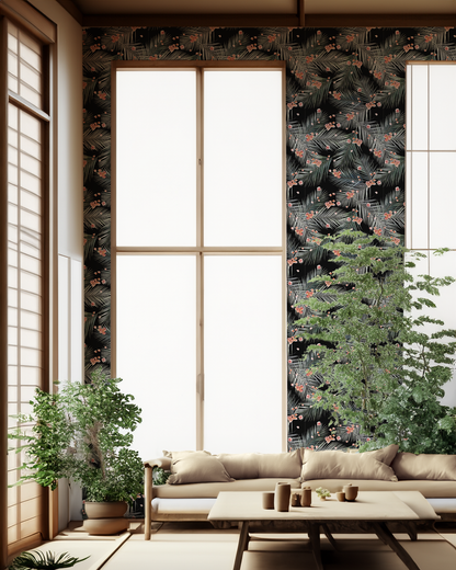 Palm Petal Wallpaper, black - Tampa Home & Garden Store