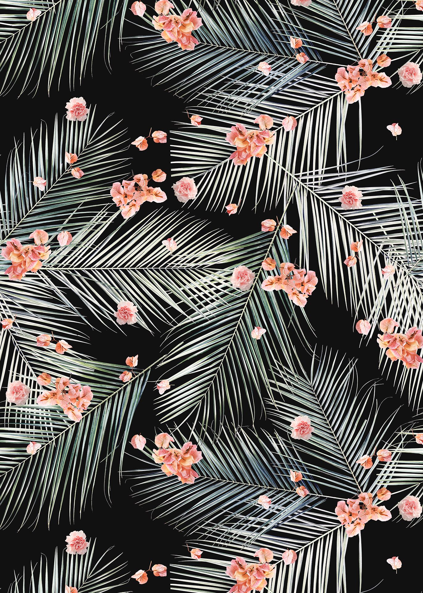 Palm Petal Wallpaper, black - Tampa Home & Garden Store