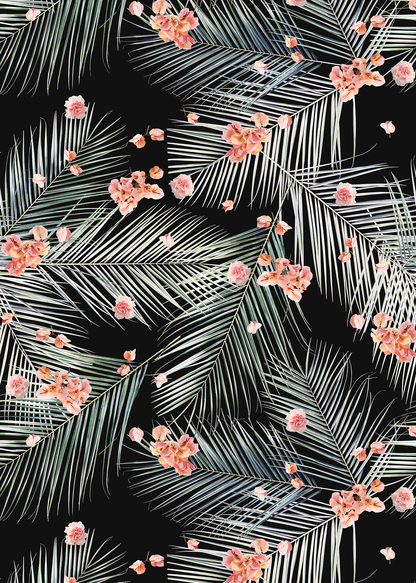 Palm Petal Wallpaper, black - Tampa Home & Garden Store