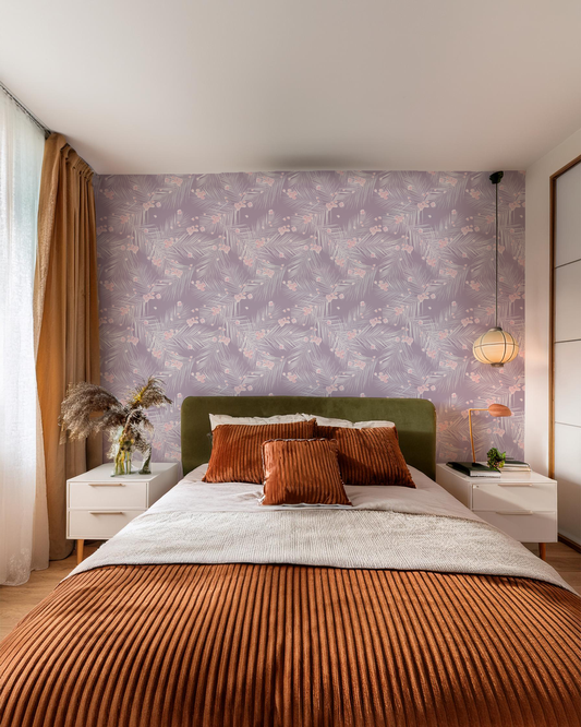 Palm Petal Wallpaper, lavender - Tampa Home & Garden Store