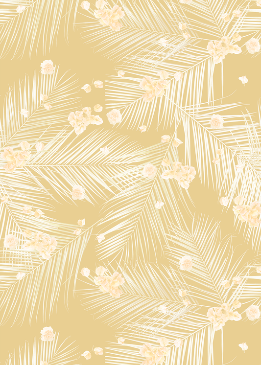 Palm Petal Wallpaper, lemon - Tampa Home & Garden Store