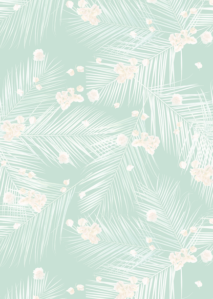 Palm Petal Wallpaper, mint - Tampa Home & Garden Store