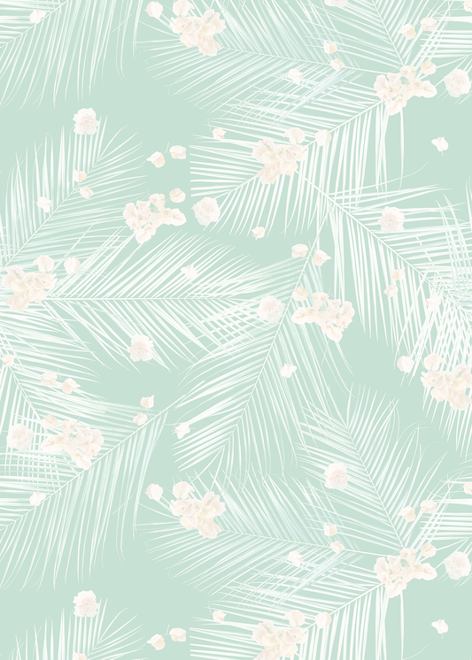 Palm Petal Wallpaper, mint - Tampa Home & Garden Store