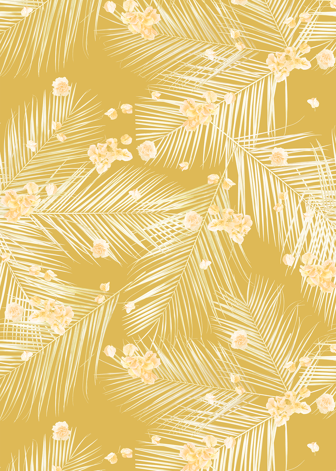 Palm Petal Wallpaper, mustard - Tampa Home & Garden Store