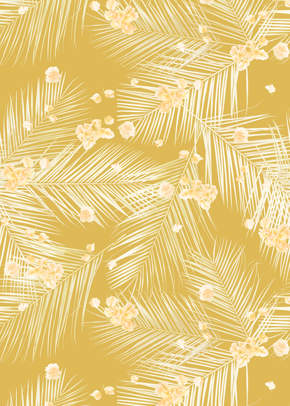 Palm Petal Wallpaper, mustard - Tampa Home & Garden Store
