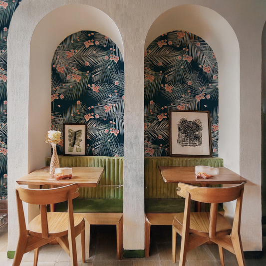 Palm Petal Wallpaper, navy - Tampa Home & Garden Store