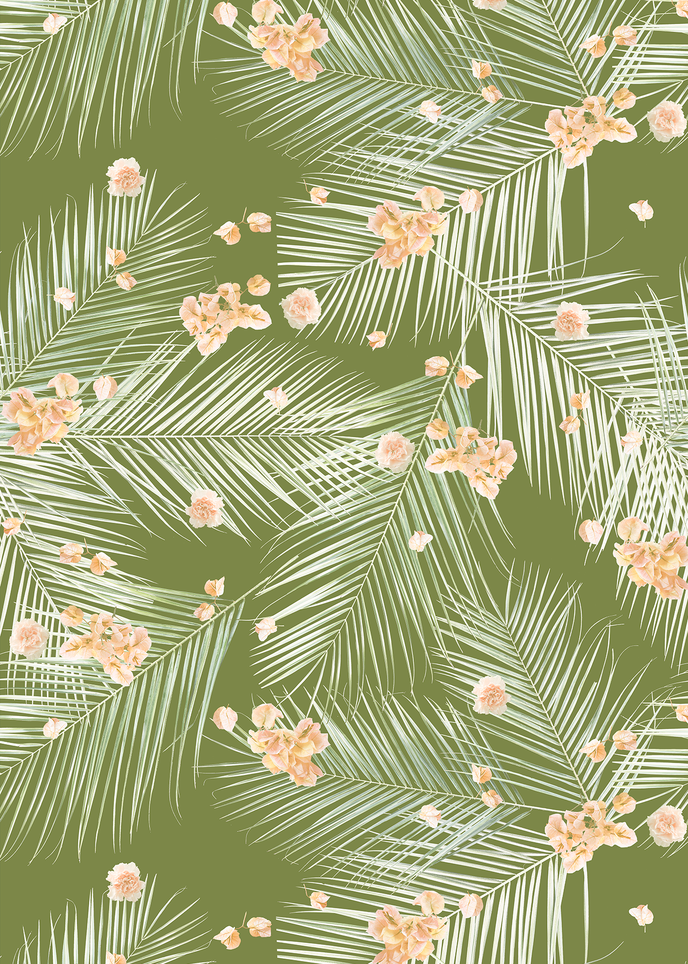 Palm Petal Wallpaper, olive green - Tampa Home & Garden Store