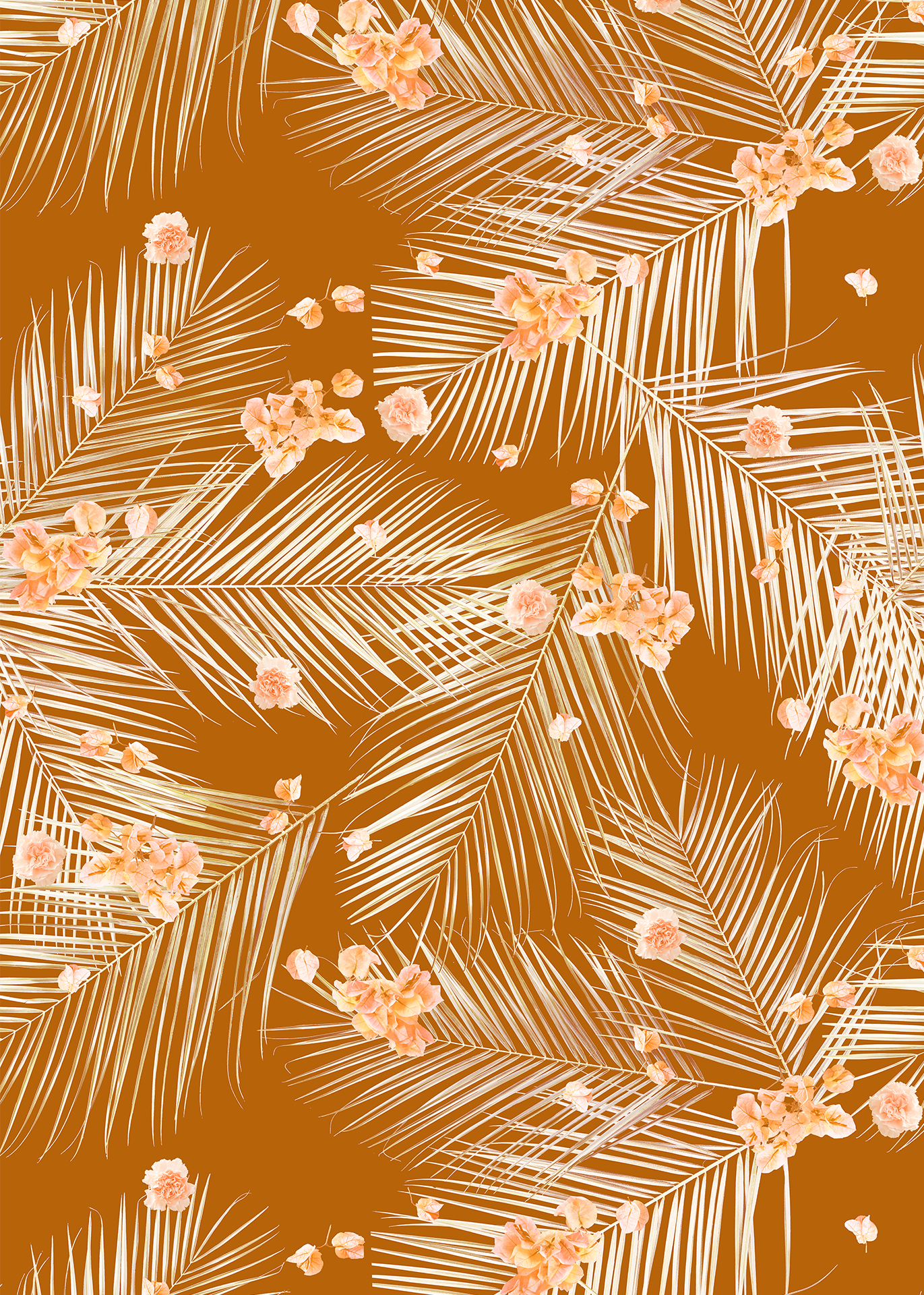 Palm Petal Wallpaper, rust - Tampa Home & Garden Store