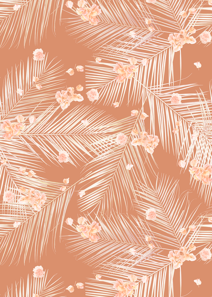 Palm Petal Wallpaper, terra cotta - Tampa Home & Garden Store