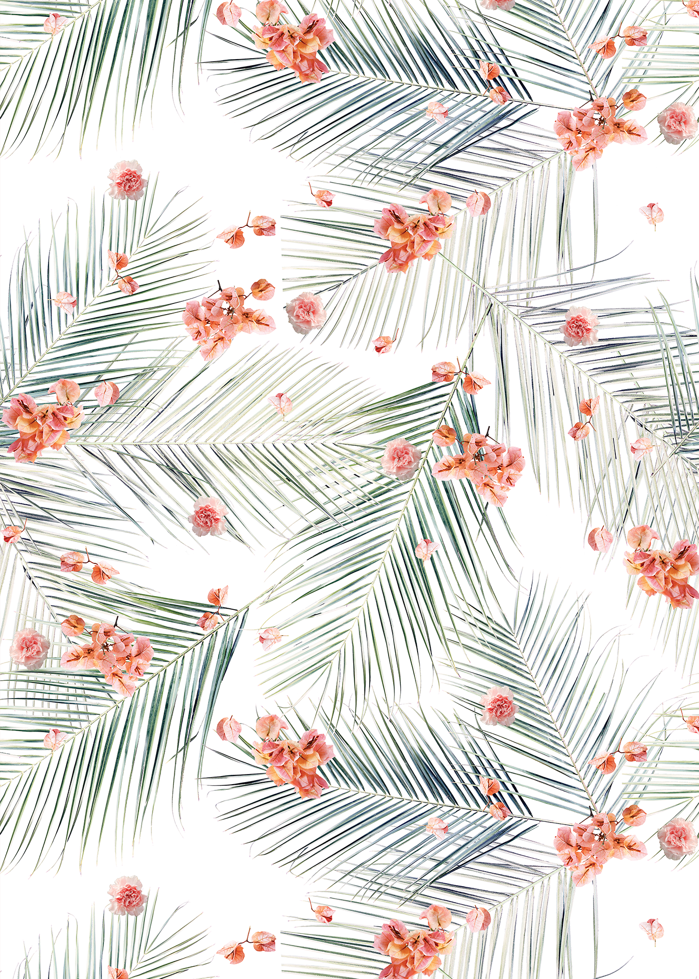 Palm Petal Wallpaper, white - Tampa Home & Garden Store