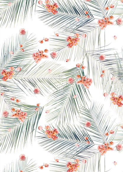 Palm Petal Wallpaper, white - Tampa Home & Garden Store