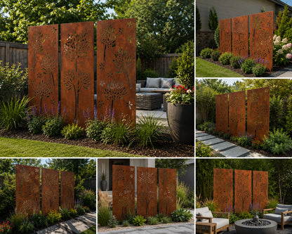 Outdoor metal privacy panels, 4panel set by Rustica Ornamentals on Tampa Home & Garden Store