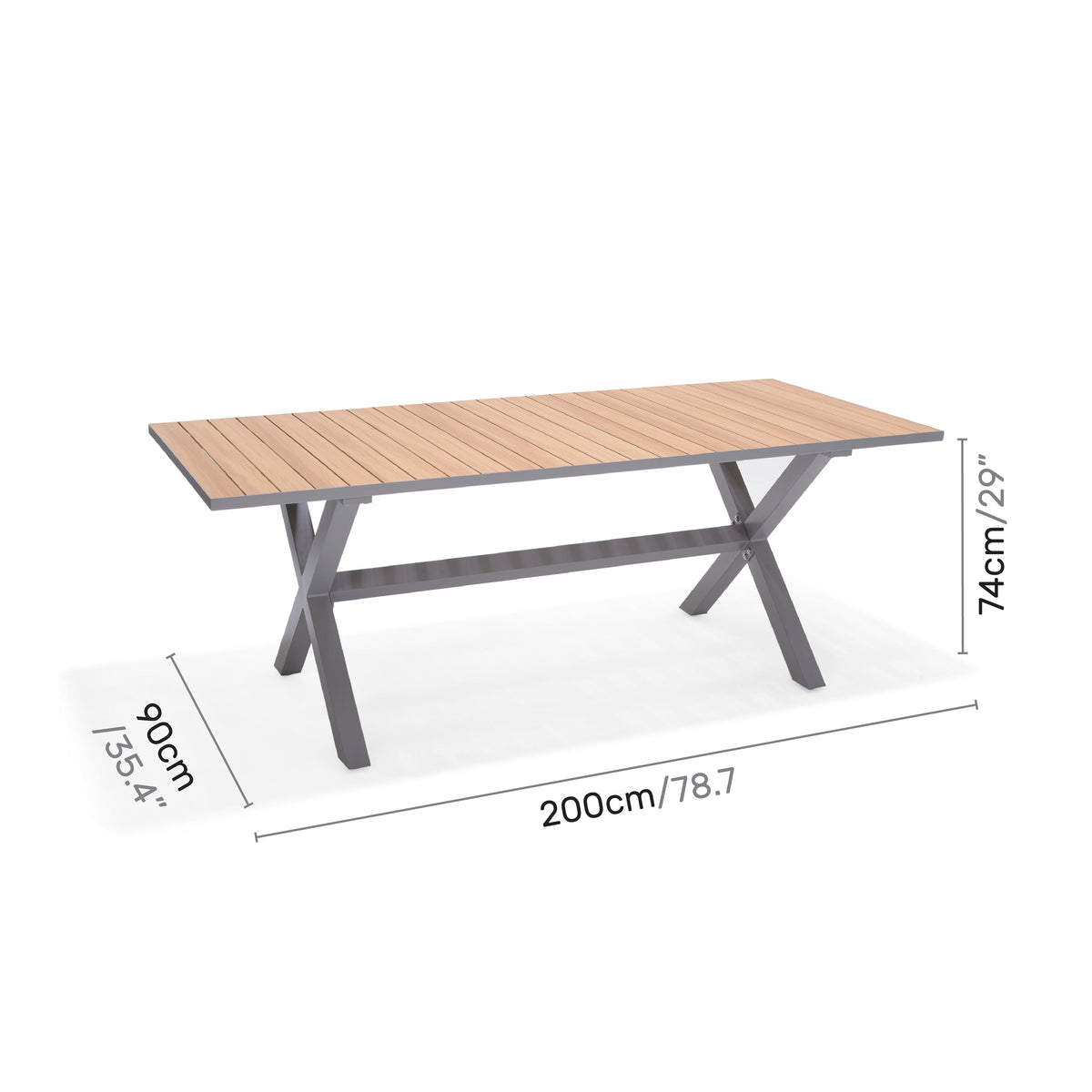 Panama Light Rectangular Table with wood slat top and gray metal legs by LifestyleGarden US on Tampa Home & Garden Store
