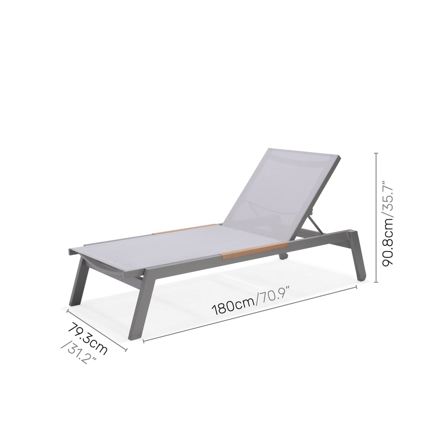 Panama Light Sun Lounger by LifestyleGarden US, gray aluminum frame with light gray fabric, 1pc on Tampa Home & Garden Store