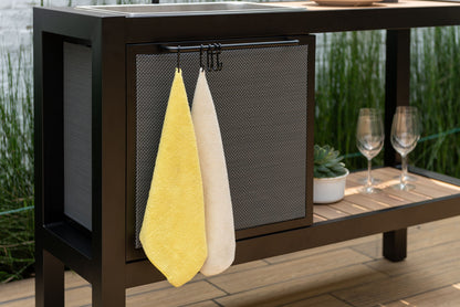 Panama Dark Outdoor Kitchen by LifestyleGarden US with black frame and woven wicker panels on Tampa Home & Garden Store