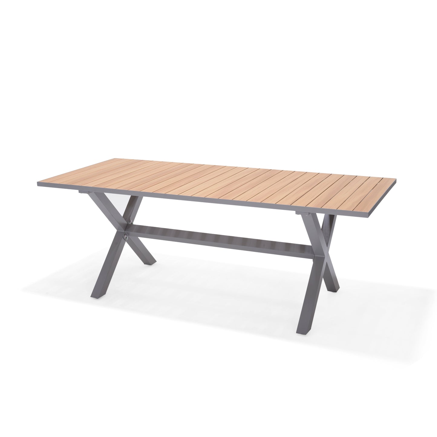 Panama Light Rectangular Outdoor Table with wood slats and gray metal frame LifestyleGarden US on Tampa Home & Garden Store