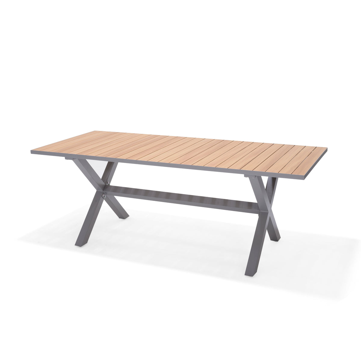Panama Light Rectangular Outdoor Table with wood slats and gray metal frame LifestyleGarden US on Tampa Home & Garden Store